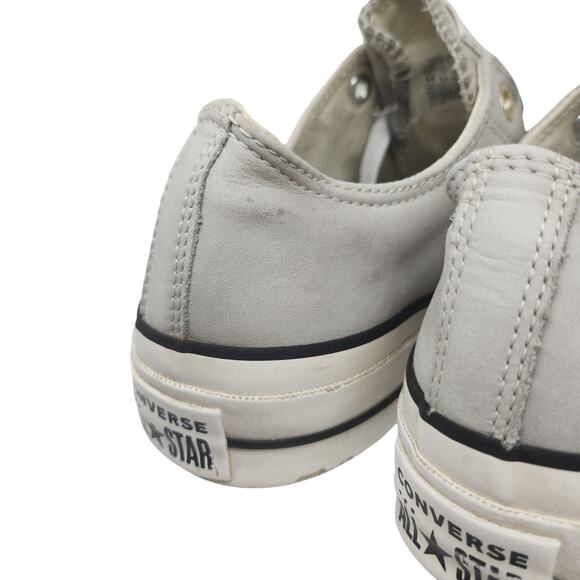 Converse Shoes Womens 8.5 Platform Gray Leather Gold Low Tops Grunge Preppy - Picture 12 of 15